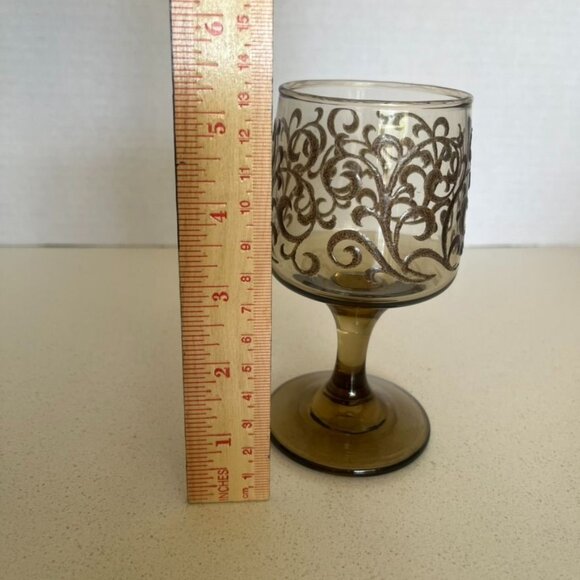 Set Of 4 Libbey Prado Mid Century Scroll Design Wine Glasses - Picture 3 of 4